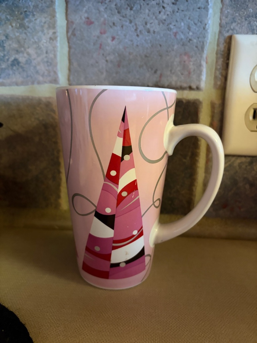 Starbucks Pink Holiday Tree Pattern Ceramic Coffee Mug